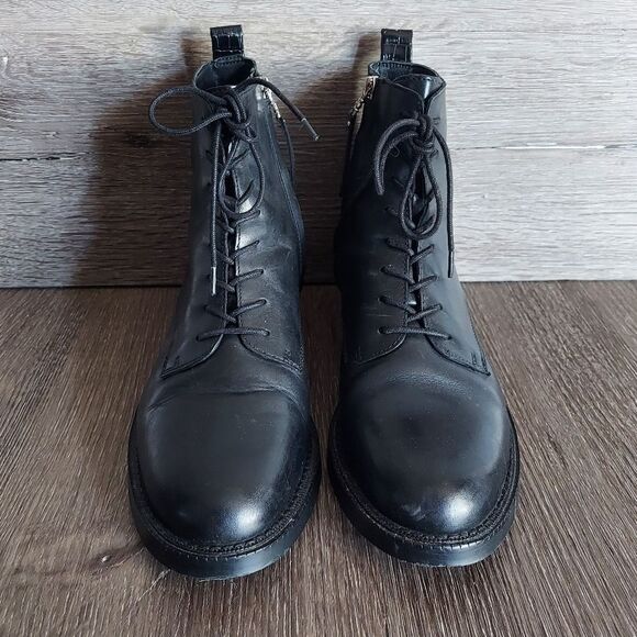 Sam Edelman Nina Combat Boot Black Leather Size 8 - Picture 2 of 9